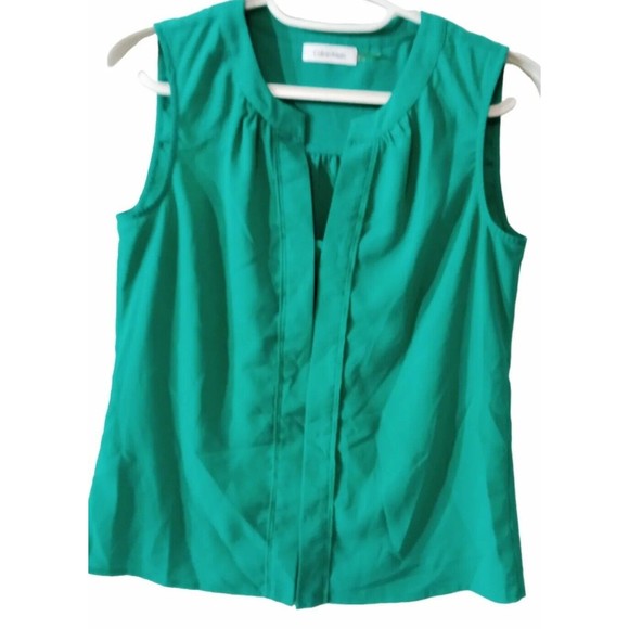 Women's Calvin Klein Sleeveless Green Shirt Size Xs‎ - Picture 1 of 16